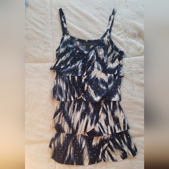 NEW INC Rhinestone Layered Tank Blue and White, Size Small - Picture 1 of 6